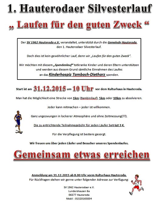 1. Hauterodaer Silvesterlauf (Foto: Hauterodaer SV e.V.) 1. Hauterodaer Silvesterlauf (Foto: Hauterodaer SV e.V.)