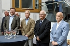 v.l. Stefan Schard, Hartmut Thiele, Dr. Ulrich Thiele; Manfred Grund bei der Er&ouml;ffnungsfeier des sanierten Sondersh&auml;user Rathauses (Foto: Eva Maria Wiegand)