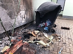 Ausgebrannte M&uuml;lltonne in Nordhausen (Foto: S. Dietzel)