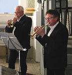 Landesposaunenwart Matthias Schmei&szlig; (Zella-Mehlis / Erfurt), Matthias Koch (Bad Frankenhausen-Udersleben) und Kantorin Laura Schildmann (Bad Frankenhausen) (Foto: Peter Zimmer)