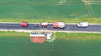 Unfall mit umgekipptem Sattelzug Bild: Unfall mit umgekipptem Sattelzug