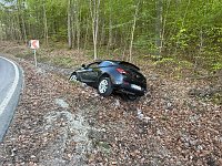 Der Opel musste einem Auto ausweichen und landete dann im Straßengraben. Bild: Der Opel musste einem Auto ausweichen und landete dann im Straßengraben.