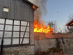 Scheunenbrand heute Morgen in Himmelsberg