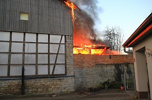 Scheunenbrand heute Morgen in Himmelsberg