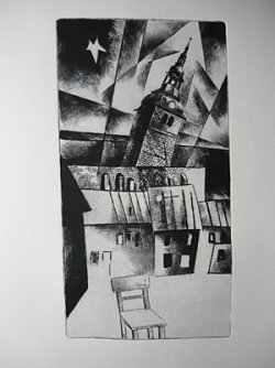 Foto mit der Radierung "Leerer Stuhl"; Rechteinhaber: Fred B&ouml;hme / VG Bildkunst Bonn  (Foto: Foto mit der Radierung "Leerer Stuhl"; Rechteinhaber: Fred B&ouml;hme / VG Bildkunst Bonn )