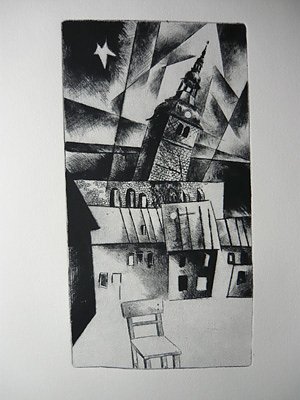 Foto mit der Radierung "Leerer Stuhl"; Rechteinhaber: Fred B&ouml;hme / VG Bildkunst Bonn  (Foto: Foto mit der Radierung "Leerer Stuhl"; Rechteinhaber: Fred B&ouml;hme / VG Bildkunst Bonn )