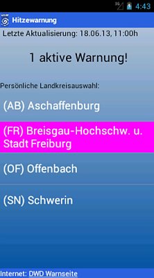 Beispiel einer Hitzewarnung (Foto: DWD)