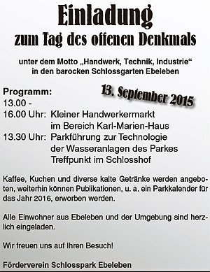 Zum Denkmalstag nach Ebeleben (Foto: F&ouml;rderverein Schlosspark Ebeleben)