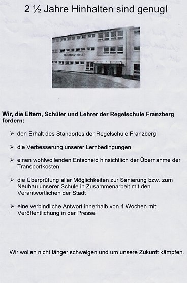 Schulbedingungen angeprangert (Foto: Karl-Heinz Herrmann)