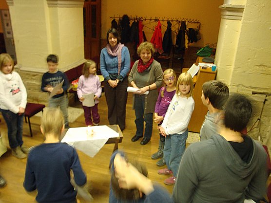 Krippenspielprobe in der Unterkirche Bad Frankenhausen (Foto: Peter Zimmer)