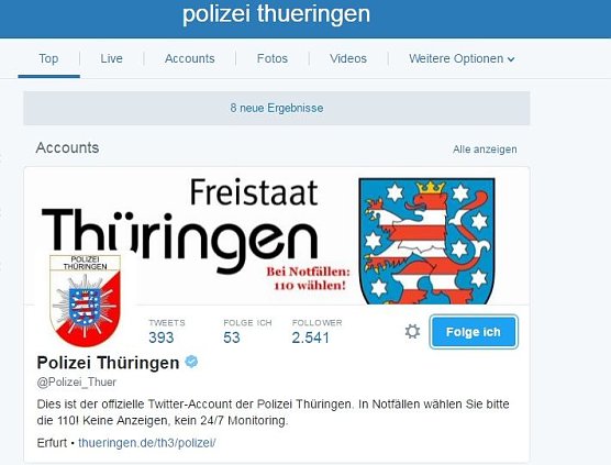 Th&uuml;ringer Polizei auf Twitter (Foto: privat)