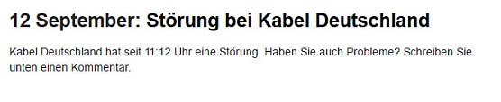 Keine Verbindung unter dieser Nummer (Foto: Kabel Deutschland)