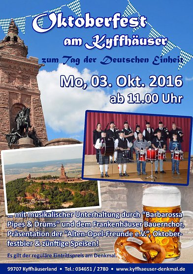 Tag der Deutschen Einheit am Kyffhäuser-Denkmal (Foto: Stadtmarketing Bad Frankenhausen) Tag der Deutschen Einheit am Kyffhäuser-Denkmal (Foto: Stadtmarketing Bad Frankenhausen)