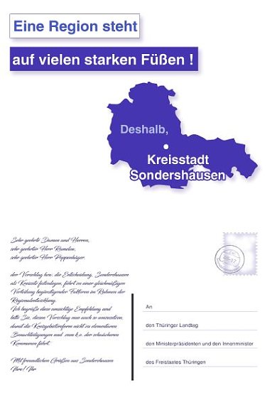 Postkarten f&uuml;r den Kreisstadtsitz werden &uuml;bergeben (Foto: Stadt Sondershausen)