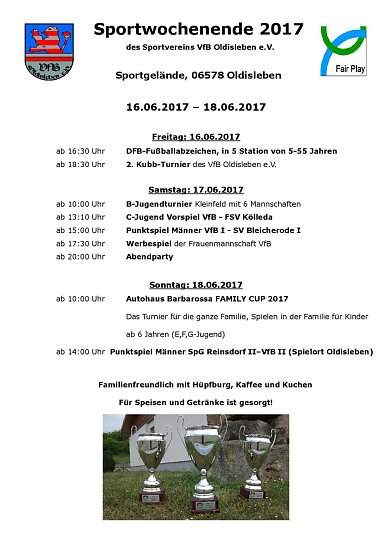 Sportwochenende 2017 in Oldisleben (Foto: VfB Oldisleben) Sportwochenende 2017 in Oldisleben (Foto: VfB Oldisleben)