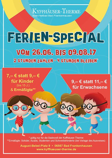 Abwechslungsreicher Sommerferienspaß in Bad Frankenhausen (Foto: Stadtmarketing Bad Frankenhausen) Abwechslungsreicher Sommerferienspaß in Bad Frankenhausen (Foto: Stadtmarketing Bad Frankenhausen)