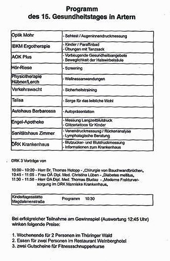 Gesundheitstag (Foto: Stadt Artern) Gesundheitstag (Foto: Stadt Artern)