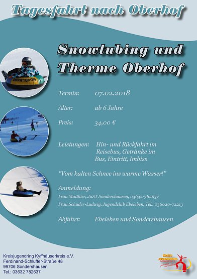 Tagesfahrt nach Oberhof Snowtubing und Therme (Foto: Kreisjugendring)