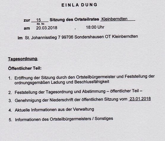 Ortsteilratssitzungen und Einwohnerversammlung (Foto: Stadt Sondershausen)