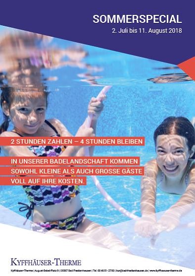 Sommerspecial in der Kyffhäuser-Therme (Foto: Stadtmarketing Bad Frankenhausen) Sommerspecial in der Kyffhäuser-Therme (Foto: Stadtmarketing Bad Frankenhausen)