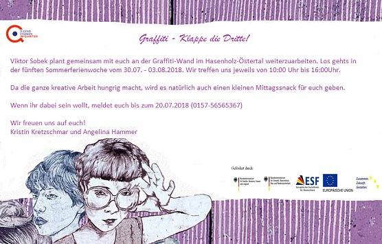 Graffiti und Monatsplan Juli (Foto: Stadtjugendring) Graffiti und Monatsplan Juli (Foto: Stadtjugendring)