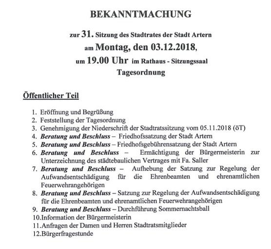 Elisabethempfang 2018 und Stadtratssitzung Artern (Foto: Stadt Artern)