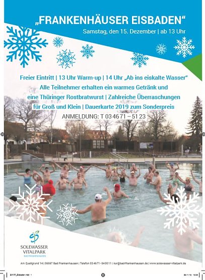 200 Teilnehmer für das Frankenhäuser Eisbaden gesucht (Foto: Stadtmarketing Bad Frankenhausen) 200 Teilnehmer für das Frankenhäuser Eisbaden gesucht (Foto: Stadtmarketing Bad Frankenhausen)