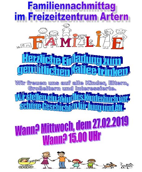 Buchlesung und Familiennachmittag (Foto: Freizeitzentrum Artern) Buchlesung und Familiennachmittag (Foto: Freizeitzentrum Artern)