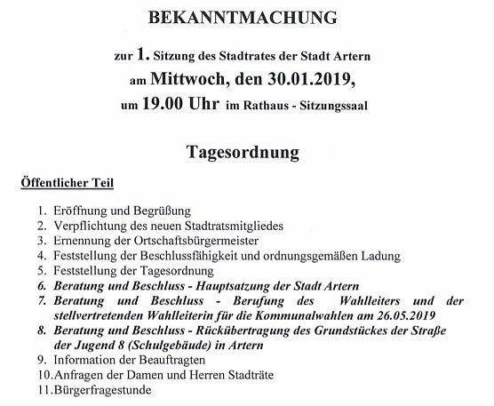 Sitzung Stadtrat Artern und Walter Kuhn Gedenkturnier (Foto: Stadt Artern) Sitzung Stadtrat Artern und Walter Kuhn Gedenkturnier (Foto: Stadt Artern)