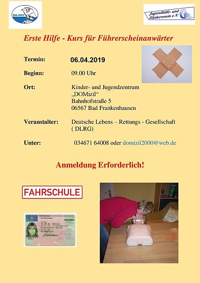Erste Hilfe Kurs für Führerscheinanwärter (Foto: Domizil) Erste Hilfe Kurs für Führerscheinanwärter (Foto: Domizil)