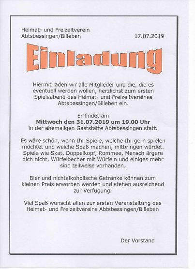 Spieleabend in Abtsbessingen (Foto: privat) Spieleabend in Abtsbessingen (Foto: privat)