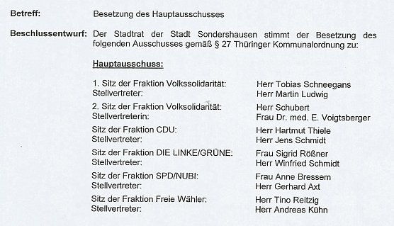 Ausschüsse besetzt (Foto: Stadt Sondershausen) Ausschüsse besetzt (Foto: Stadt Sondershausen)