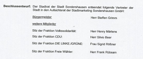 Personelles aus dem Stadtrat (Foto: Stadt Sondershausen)
