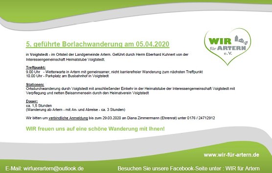 1. Borlachwanderung im Jahr 2020 (Foto: Wir für Artern) 1. Borlachwanderung im Jahr 2020 (Foto: Wir für Artern)