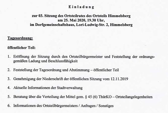 Ortsteilr&auml;te tagen (Foto: Stadt Sondershausen)