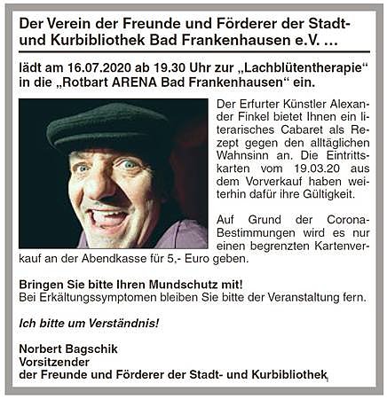 Die Lachblüten Therapie in Bad Frankenhausen (Foto: Stadtmarketing Bad Frankenhausen) Die Lachblüten Therapie in Bad Frankenhausen (Foto: Stadtmarketing Bad Frankenhausen)