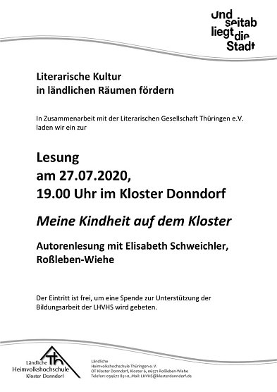 Lesung im Kloster Donndorf (Foto: Kloster Donndorf) Lesung im Kloster Donndorf (Foto: Kloster Donndorf)