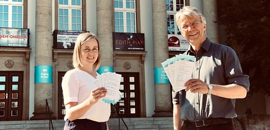 Intendant Daniel Klajner und Dorothee Probst stellten heute die n&auml;chste Etappe des Corona-Spielplans am Nordh&auml;user Theater vor (Foto: agl)