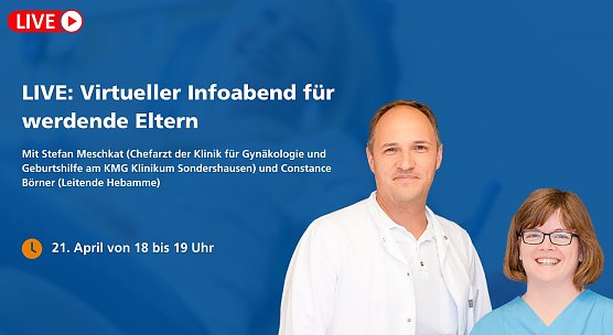 Stefan Meschkat, Chefarzt der Klinik f&uuml;r Gyn&auml;kologie und Geburtshilfe, und Constance B&ouml;rner, Leitende Hebamme am KMG Klinikum Sondershausen. (Foto: KMG Kliniken Sondershausen)