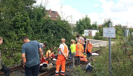 Arbeitseinsatz an der Unstrutbahn (Foto: LRA Sondershausen)