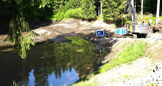 er Waldbrandbek&auml;mpfung nicht selten ein Problem  Th&uuml;ringenForst sanierte mit Finanzmitteln des Landes in den letzten Jahren Dutzende Feuerl&ouml;schteiche � wie hier der Werrateich im Forstamt Sch&ouml;nbrunn. L&ouml;schwasser in ausreichender Menge war bei d (Foto: Th&uuml;ringenForst)