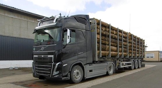&Uuml;berladener polnischer Holzfrachter (Foto: Autobahnpolizei)
