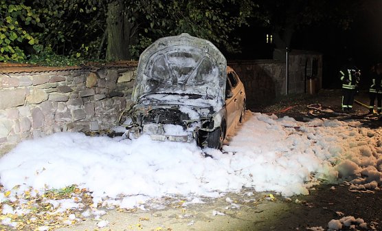 Abgebranntes Fahrzeug in Bendeleben (Foto: Polizei) Abgebranntes Fahrzeug in Bendeleben (Foto: Polizei)
