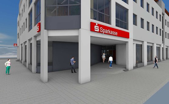 So soll das Geb&auml;ude der Kyffh&auml;usersparkasse nach dem Umbau aussehen (Foto: artKOMM GmbH)