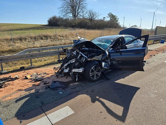 Verkehrsunfall auf der A71 (Foto: S. Dietzel)