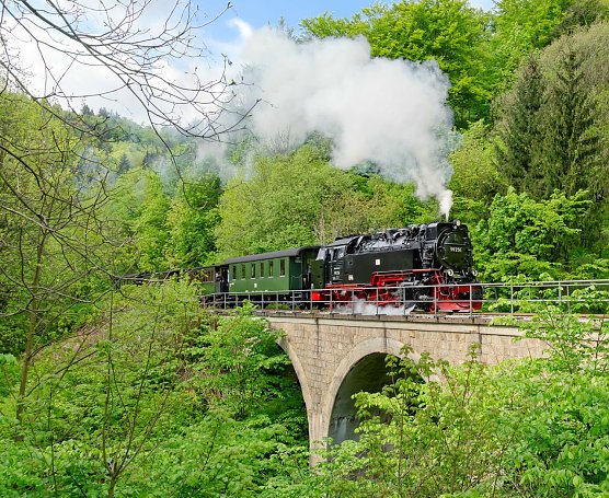 Die HSB am Viadukt über der Bere (Foto: HSB/Dirk Bahnsen) Die HSB am Viadukt über der Bere (Foto: HSB/Dirk Bahnsen)