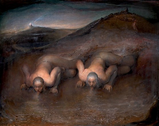 Dust Lickers, 2000  Oil on canvas  203 x 270 cm  The Nerdrum Institute, Disen&aring; (Foto: Panoramamuseum Bad Frankenhausen)