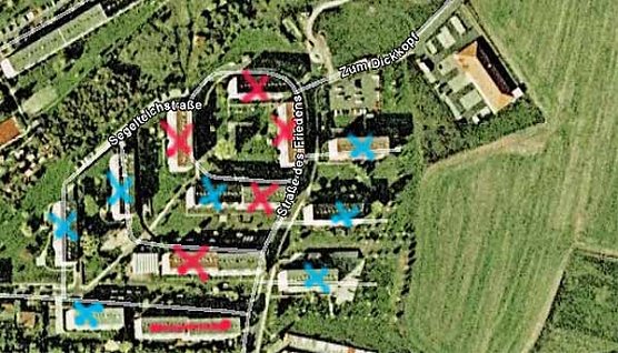 Abriss in der Segelteichstra&szlig;e (Foto: Google Earth - Karl-Heinz Herrmann)