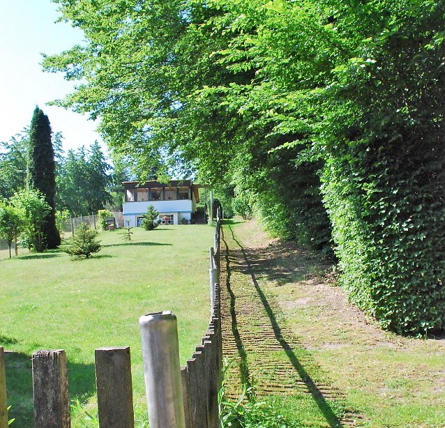 Bild: Zaun, Weg, Wald. Der Waldsaum soll vier Meter in die Tiefe gef&auml;llt werden.