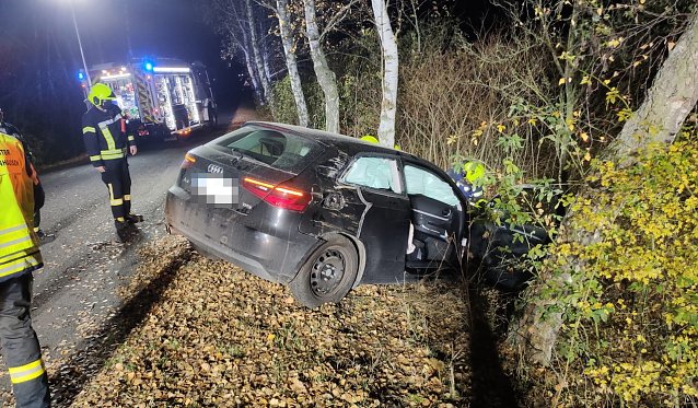 Bild: Unfall auf nassem Laub